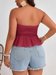 SHEIN Frenchy Áo thun nữ có dây quây cỡ lớn - Màu Đỏ Sâu - Xem 2