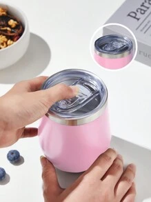 SHEIN Basic living 1pc Stainless Steel Insulated Bottle, 350ml Pink Vacuum Cup For Home - Pink - View 6