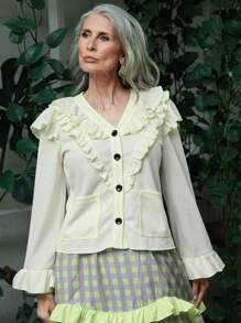 SHEIN LUNE Ladies' Plain Simple Daily Long Sleeve Going Out Top