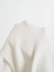 SHEIN MOD Gilet en tricot blanc pour femmes avec col montant et décoration de fleurs 3D. Idéal pour la rentrée scolaire, le style vintage, les enterrements de vie de jeune fille, l'esprit "old money", l'automne, Halloween, le premier jour d'école, les brunchs, l'homecoming, et les sorties. - Blanc - Voir 5