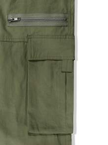 Manfinity Roghcode Loose Fit Men's Cargo Pants With Flap And Side Pockets, Fall - Army Green - View 7
