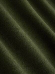 SHEIN Unity Women's Plus Size Solid Color Lapel Collar Half Sleeve Long Overcoat For Spring And Autumn, Winter - Dark Green - View 5