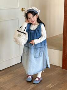 Toddler Girls' Ombre Denim Dress, Cute Sleeveless Vest Skirt