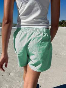 INAWLY Gestreifte gedruckte lässige Strandshorts für Damen