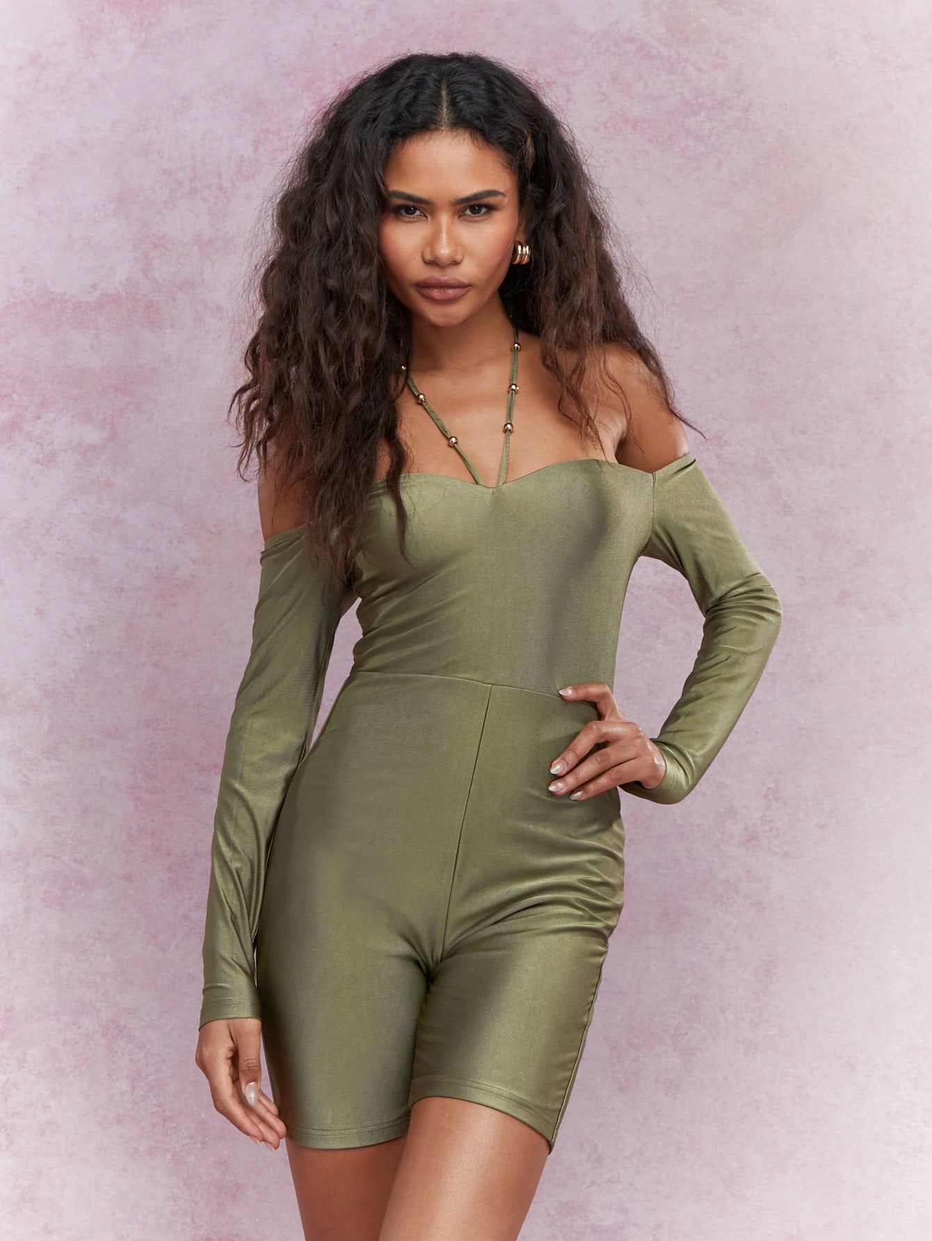 MISSGUIDED Stylish Off-Shoulder Long Sleeve Bodycon Stretch Unitard ...