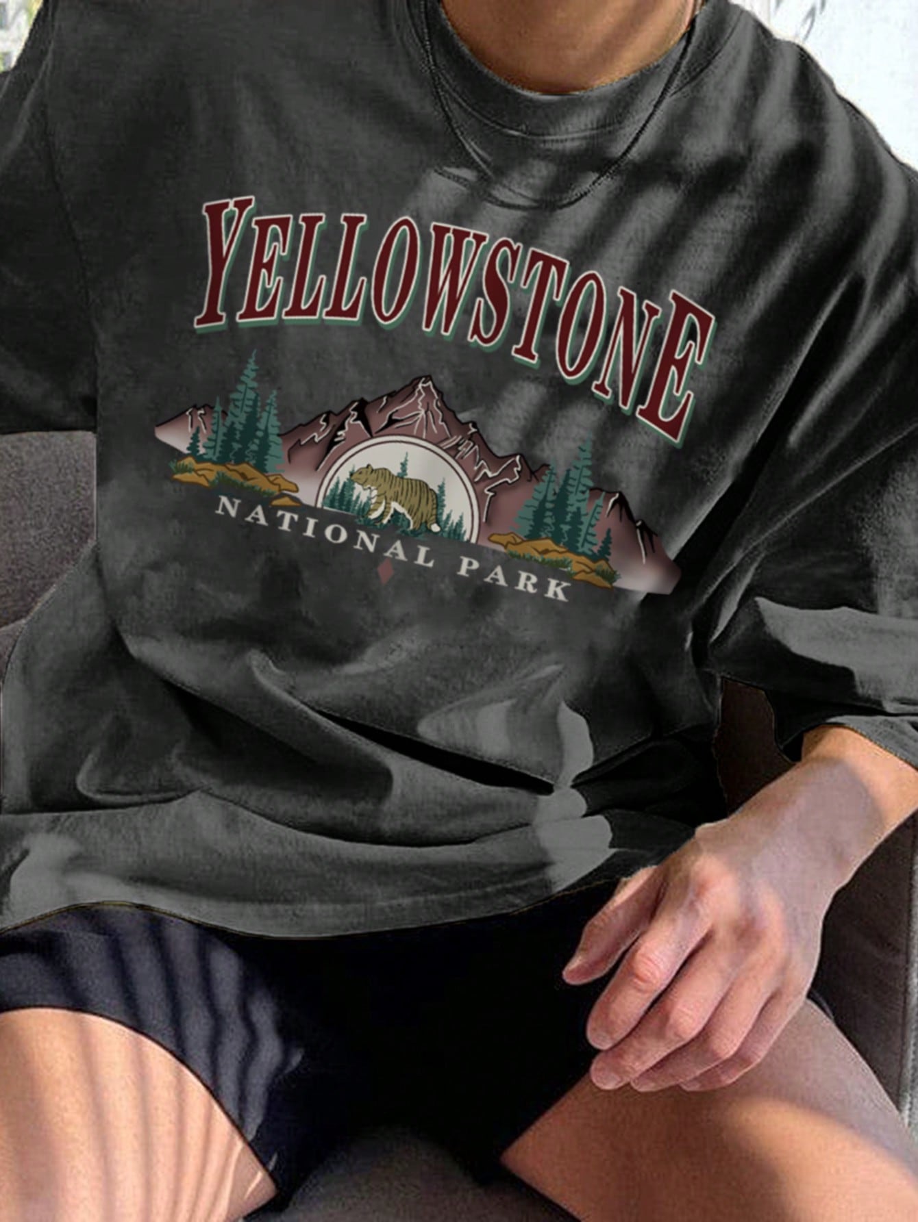 Men's Round Neck Letter & Cartoon Print Loose Casual Short Sleeve T-Shirt