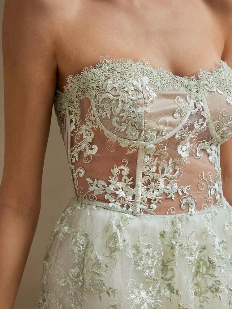 Sheer Lace Bandeau Top For Women