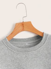 INAWLY Solid Round Neck Thermal Lined Sweatshirt,Long Sleeve Tops Graduation,Teacher,Back To School Pullover Fall - Grey - View 5