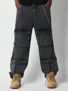 SUMWON Loose Fit Cargo Twill Pant - Grey - View 2