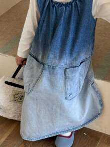 Toddler Girls' Ombre Denim Dress, Cute Sleeveless Vest Skirt
