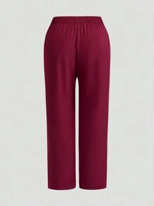 TaskEZ Set aus einfarbigem Kurz-Arm Oberteil und Hose für Damen in Große Größen, praktische Arbeitskleidung