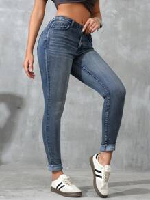 Jeanoix Ladies' Plain & Simple Everyday Denim Jeans - Dark Wash - View 5