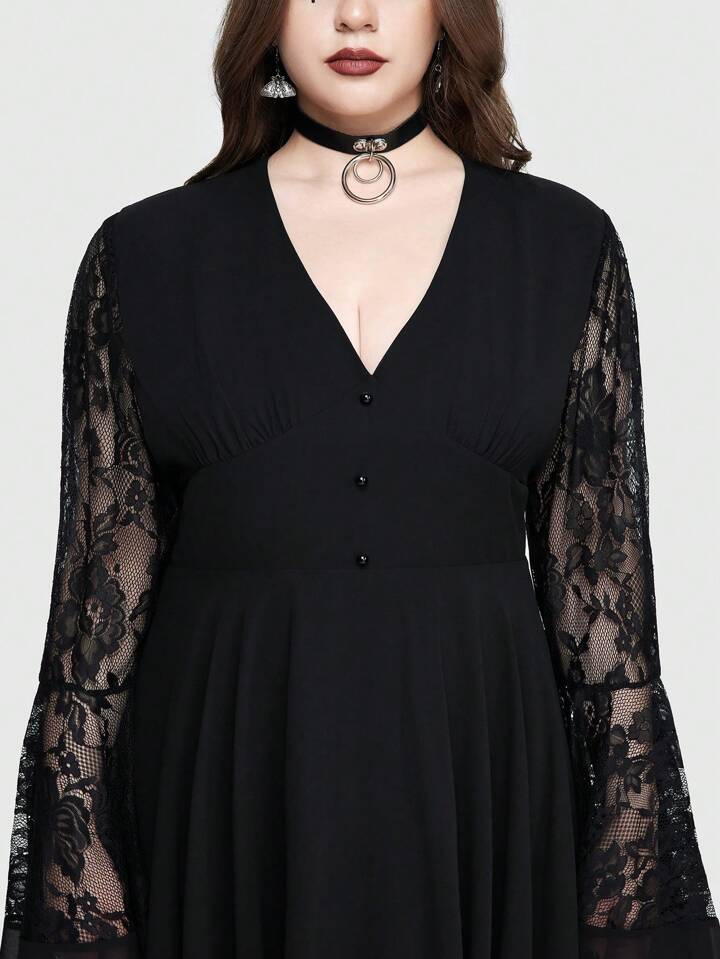 formal dress for short curvy women Primavera Curvy 14064 Short Plus Size Homecoming Dress Beaded Corset Scoop Neck Gown 18 / Black main image 0