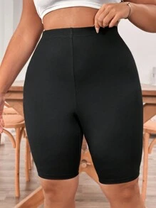 SHEIN CURVE+ 多入組大尺碼女士純色短褲，適用於運動、健身、休閒和秋季 - 彩色 - 查看 4