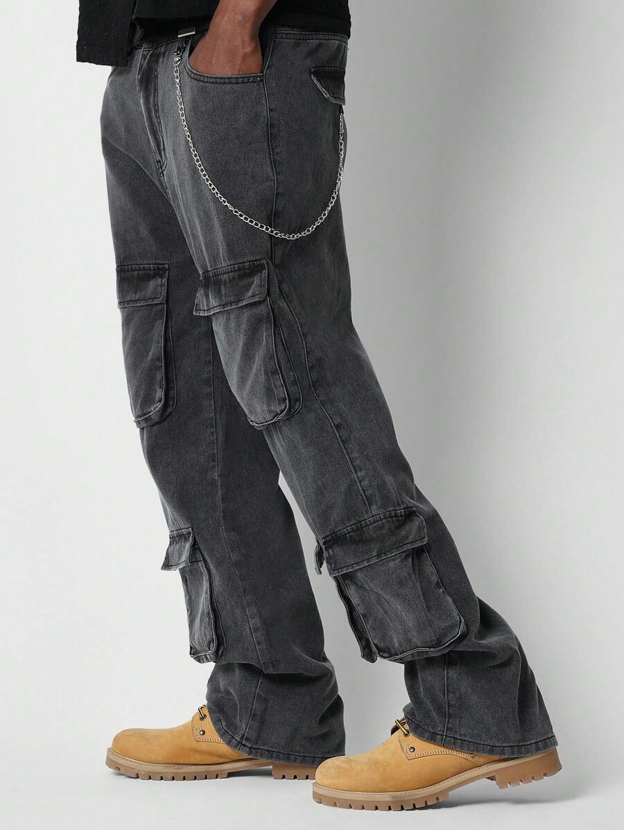SUMWON Loose Fit Cargo Twill Pant - Grey - View 1
