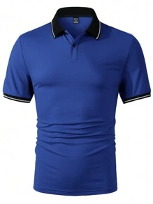 Manfinity Homme Men's Short Sleeve Summer Casual Polo Shirt - Blue - View 5