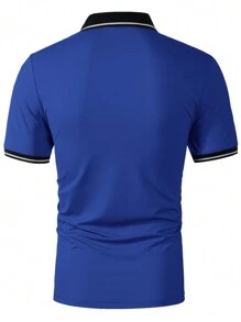 Manfinity Homme Men's Short Sleeve Summer Casual Polo Shirt - Blue - View 2