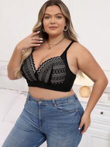 Plus Size Bras & Bralettes - Hitam - View 4