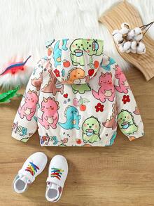 年轻女孩可爱恐龙连帽长袖棉服外套 - 彩色 - 查看 2