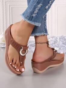 Sommer Sandalen für Damen 2024 Plattform Wedge Flip Flops, bequeme rutschfeste offene Zehenschuhe für den Strand, Große Größen