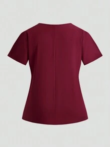 TaskEZ Set aus einfarbigem Kurz-Arm Oberteil und Hose für Damen in Große Größen, praktische Arbeitskleidung