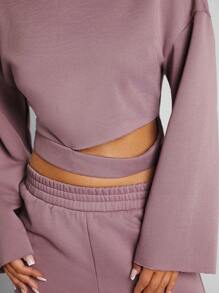 Denimoi Cut Out Sweatshirt & Jogger Pants Two Pieces Set