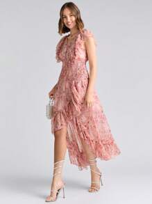 Enchnt Summer Holiday Women's Floral Printed Simple Daily V-Neck Romantic Sundress Dress