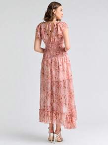 Enchnt Summer Holiday Women's Floral Printed Simple Daily V-Neck Romantic Sundress Dress
