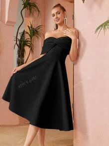 ADYCE Bowknot Off Shoulder Ball Gown Party Dress Elegant Cocktail Semi Formal Prom Wedding Guest Dress, For Birthday, Graduation, Dinner, Homecoming