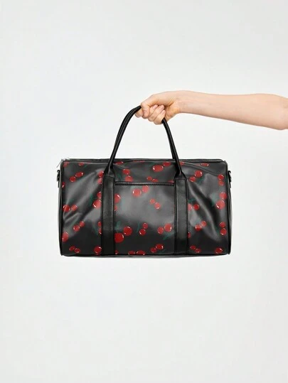 ROMWE Kawaii 大容量櫻桃圖案旅行手提斜挎包