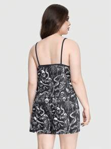 ROMWE Goth Plus Size Dark Skull & Snake Tank Top Pajama Set