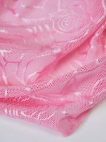 SHEIN Unity Lace Strapless Top With Rhinestone & Sun-Shaped Metal Buckle, Asymmetrical Hem