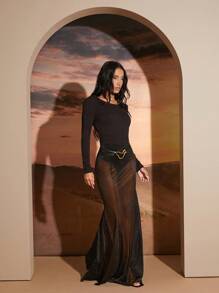 Hauture Women's Backless Long Sleeve Sexy Maxi Party Dress - Black - View 6