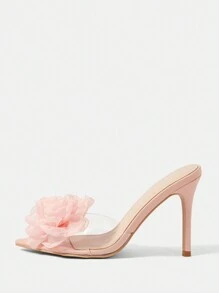 CUCCOO CHICEST Women's Floral Decorated Thin High Heel Sandals Vacation Shoes Summer Halloween - Pink - View 2