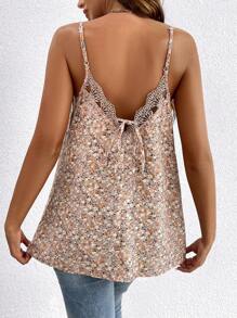 SHEIN Maternity Random Printed Simple Daily Cami Top - Pink - View 2