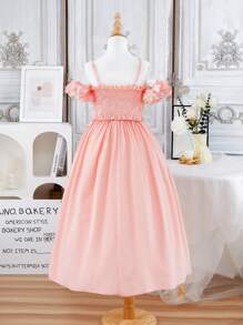 Girls' (Big) Colorful 3D Flower Rose Sleeveless Top And Midi Skirt Set
