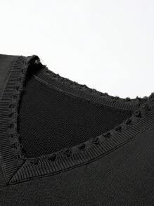 Manfinity EMRG Chaleco de punto con estampado de calavera desgastado para hombres, Halloween, chaleco de punto gótico punk grunge rock para hombres, otoño/invierno