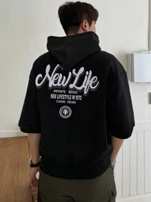 DAZY Men's Autumn Letter Printed Casual Hooded Long Sleeve Sweatshirt