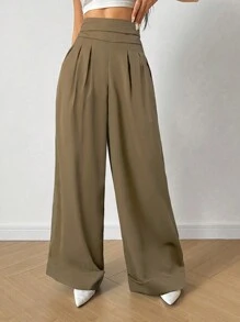 Chiquease Casual Long Pleated Daily Wear Trouser