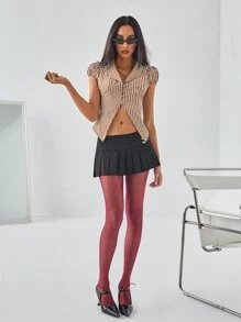 Aveloria Camicia a righe bianche a maniche corte da donna con design a coppe, scollo a V e maniche a palloncino, aderente in vita e orlo plissettato