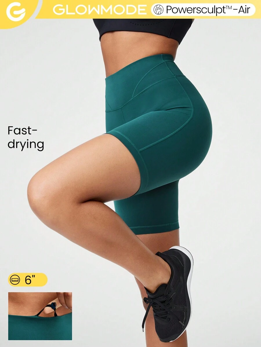 GLOWMODE 6" Powersculpt™-Air Butt-Lifting Seam Drawstring Biker Shorts High Impact Running Training Tennis Quick Dry Moisture Wicking Cool Feeling
