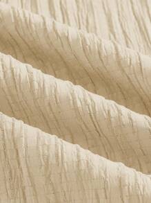 SHEIN Essnce 女士休闲简约条纹爱心印花长裤 夏季春季情人节新年女装 - 杏色 - 查看 4