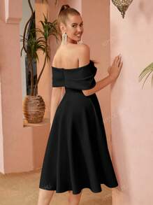 ADYCE Bowknot Off Shoulder Ball Gown Party Dress Elegant Cocktail Semi Formal Prom Wedding Guest Dress, For Birthday, Graduation, Dinner, Homecoming