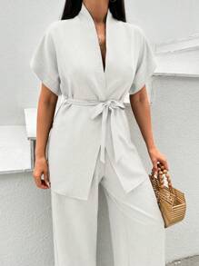 EURMUSE Pink Two  Pieces Cozy Sets - White - View 3