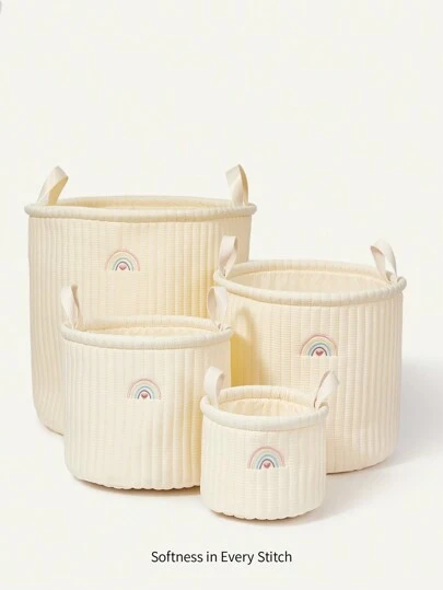Cozy Pixies 多尺寸可选竖条纹简约多功能收纳篮适用于玩具和婴儿房爱情人节