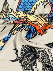 SHEIN Unity Random Allover Print Full-Length Short Sleeve Dress For Women, Summer