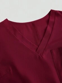 TaskEZ Set aus einfarbigem Kurz-Arm Oberteil und Hose für Damen in Große Größen, praktische Arbeitskleidung