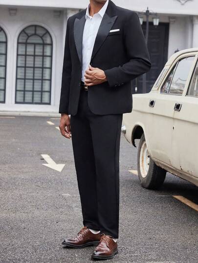 Manfinity Mode 男士單釦西裝外套＆長褲套裝