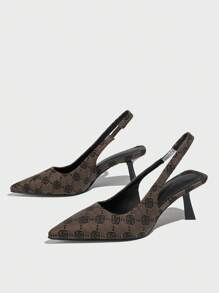 Zapatos de tacón de aguja para mujer con correa y hebilla en color marrón, zapatos con tela con flores, diseño hueco, para primavera, zapatos sexy para el trabajo de tacón alto