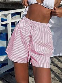 INAWLY Women's Striped Printed Casual Everyday Summer Shorts